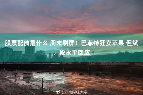 股票配债是什么 周末刷屏！巴菲特狂卖苹果 但斌、段永平回应