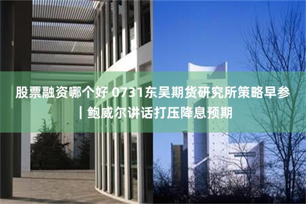 股票融资哪个好 0731东吴期货研究所策略早参｜鲍威尔讲话打压降息预期
