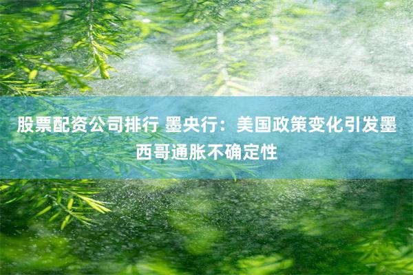 股票配资公司排行 墨央行：美国政策变化引发墨西哥通胀不确定性