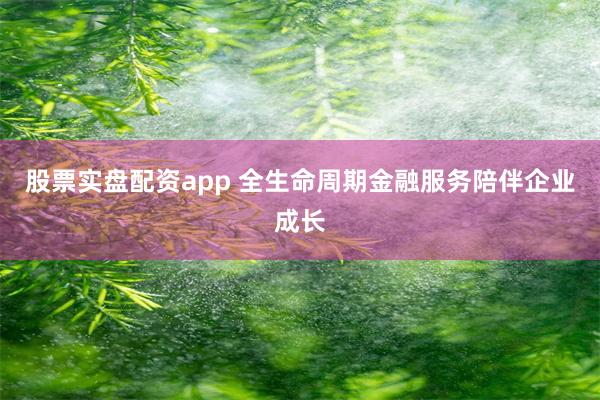股票实盘配资app 全生命周期金融服务陪伴企业成长